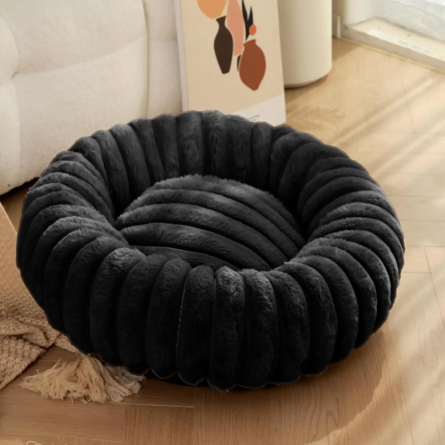 NONECN Round Pet Bed for Dogs and Cats Warm Plush
