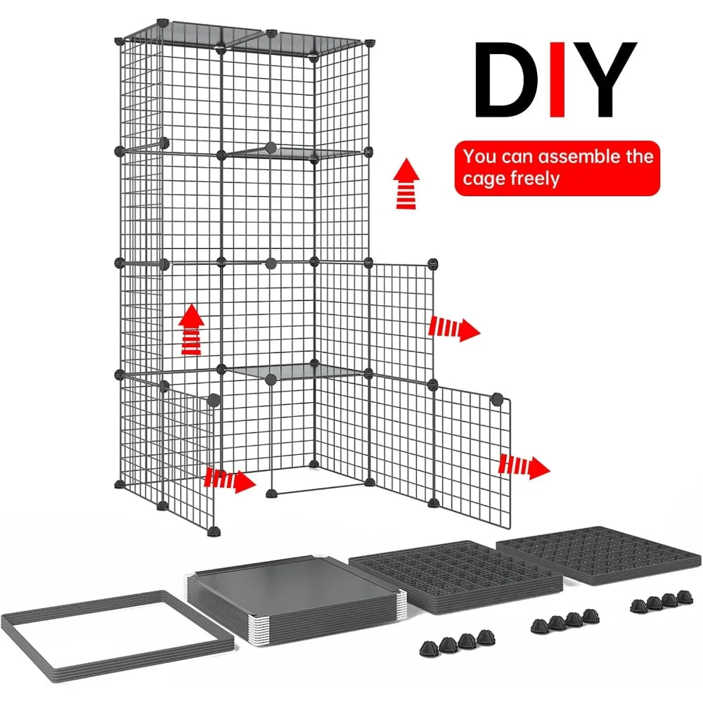 Indoor Large Cat Cage Enclosure Playpen With Detachable Wire Kennels