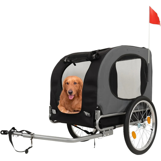 HiMISS Folding Steel Dog Bike Trailer With Universal Pet Carrier