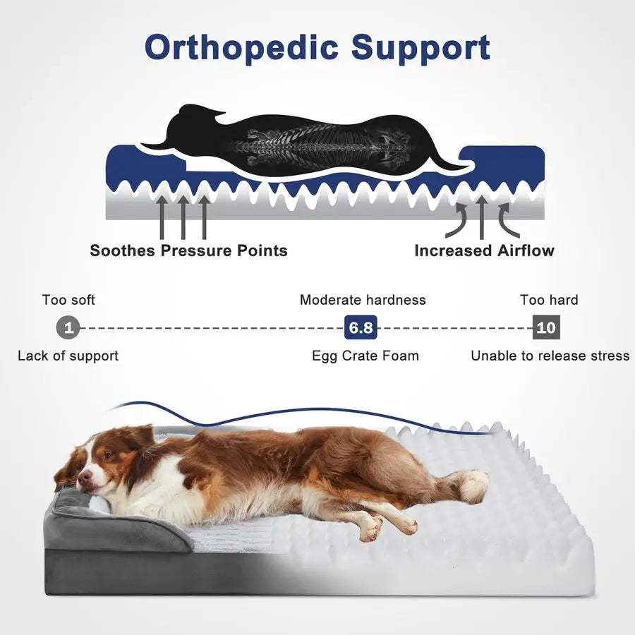 Orthopedic Dog Bed For Large Dogs With Egg Crate Foam