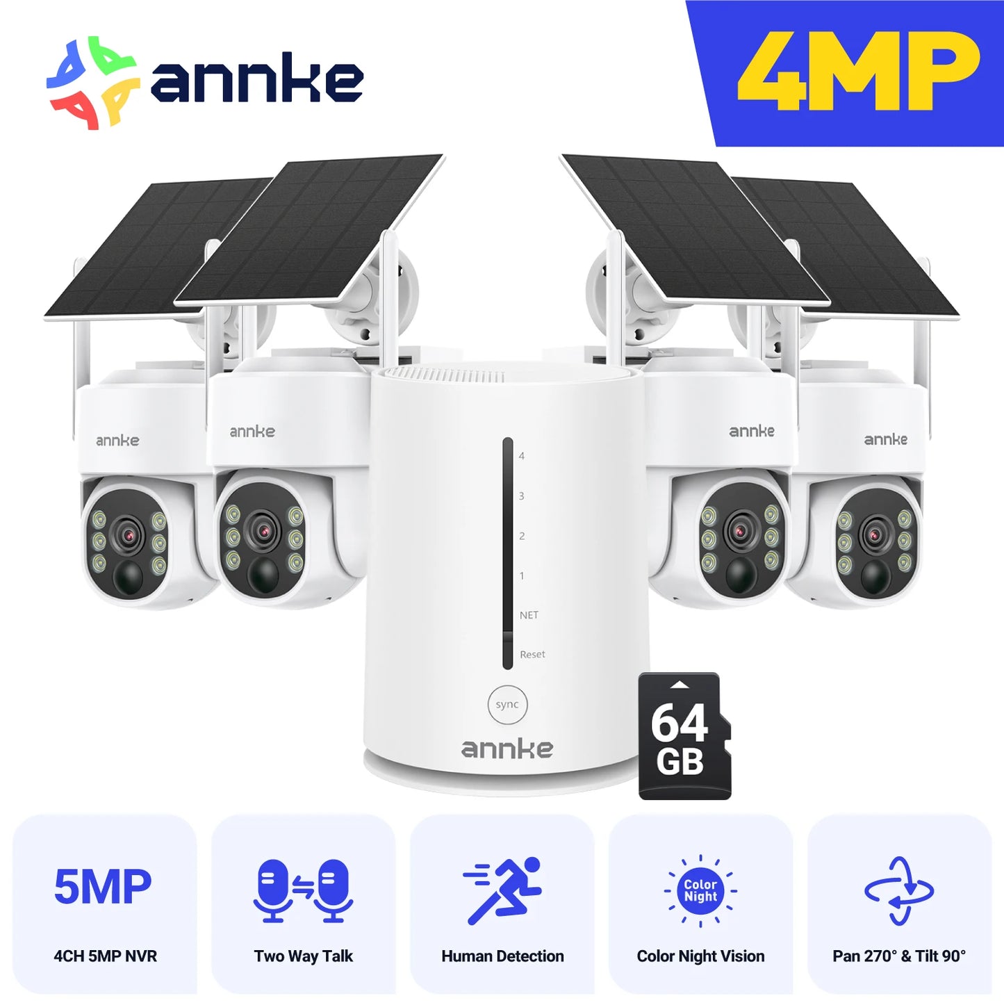 ANNKE 4MP Wireless Security Camera System 4CH NVR Kit