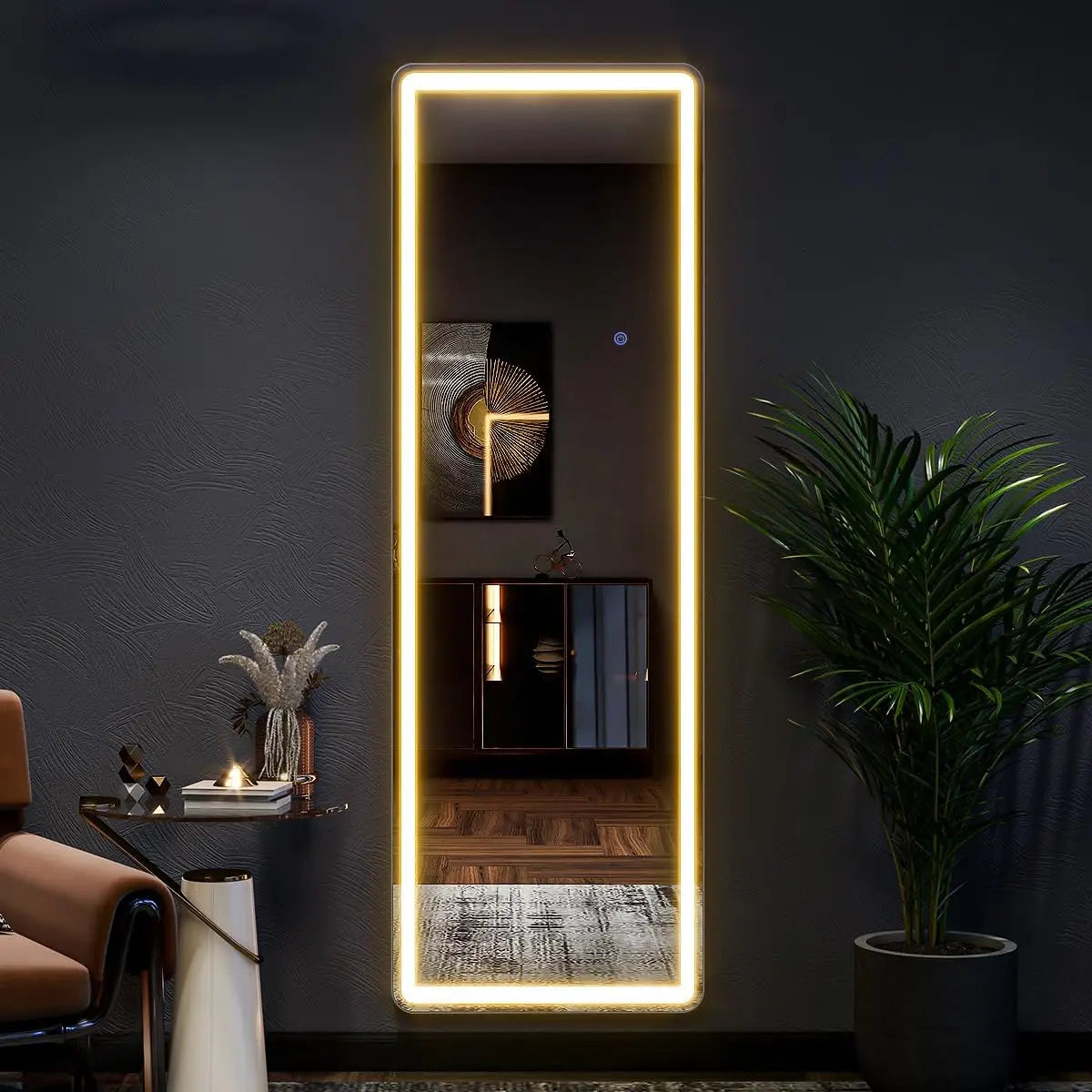 Koonmi LED Lighted Full Length Mirror With Dimming Lights