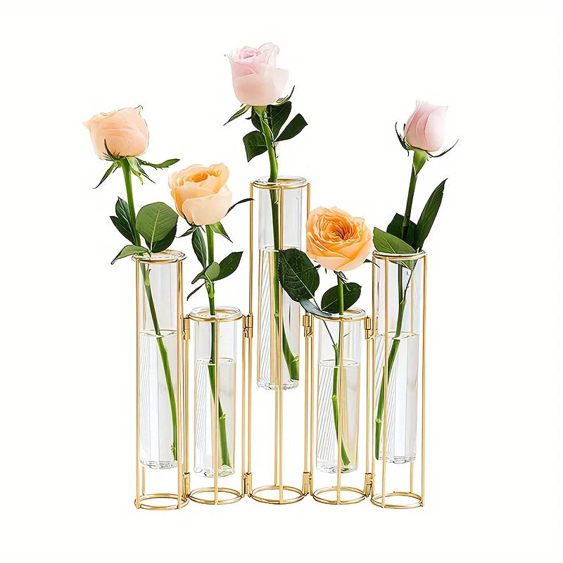 Test Tube Vase Set With Five Tubes For Centerpieces