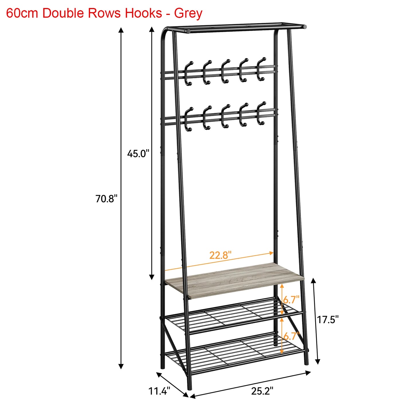 TWISTER.CK Coat Rack 4-In-1 Hall Tree With Shoe Storage