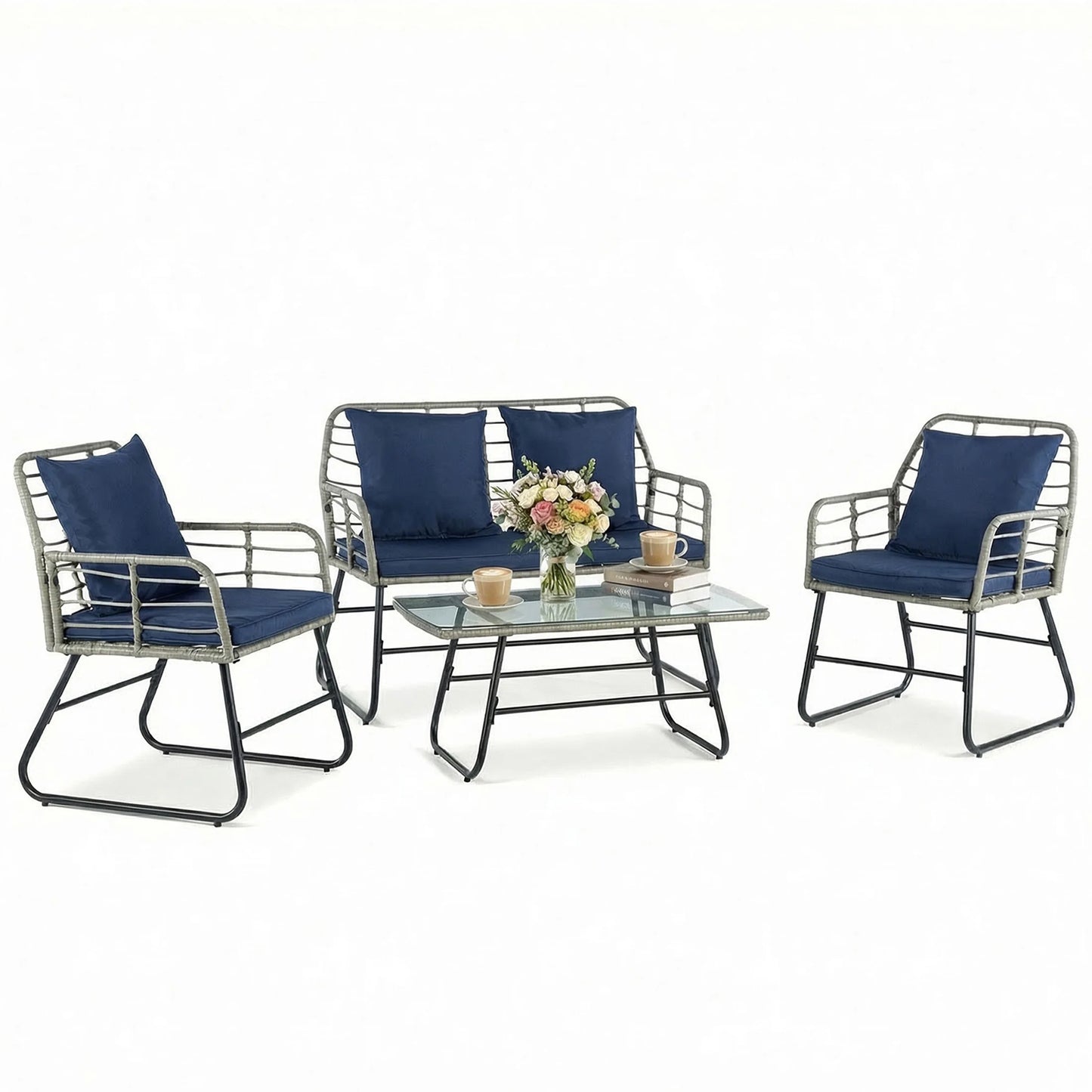 JHK Outdoor Wicker Patio Furniture Set For Garden And Lawn