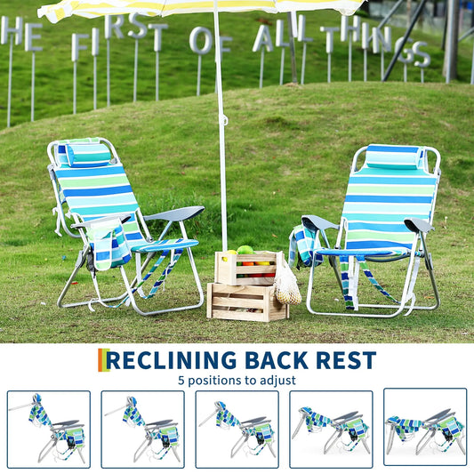 HiMISS 2 Pack Backpack Beach Chair Folding Camping Lounger