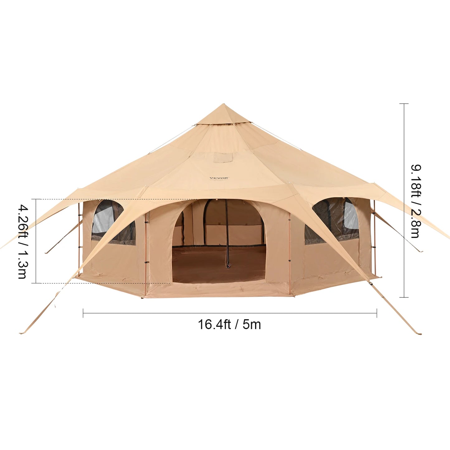 SucceBuy Canvas Bell Tent 4 Seasons Outdoor Camping Shelter