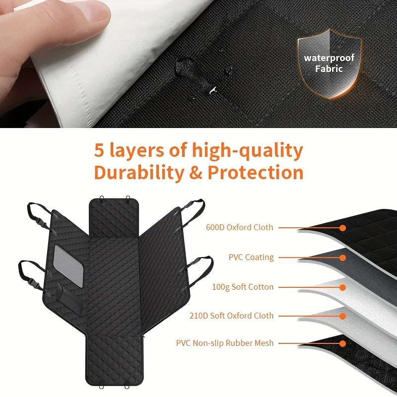 NONECN Dog Car Seat Cover With Storage Pockets Waterproof Window
