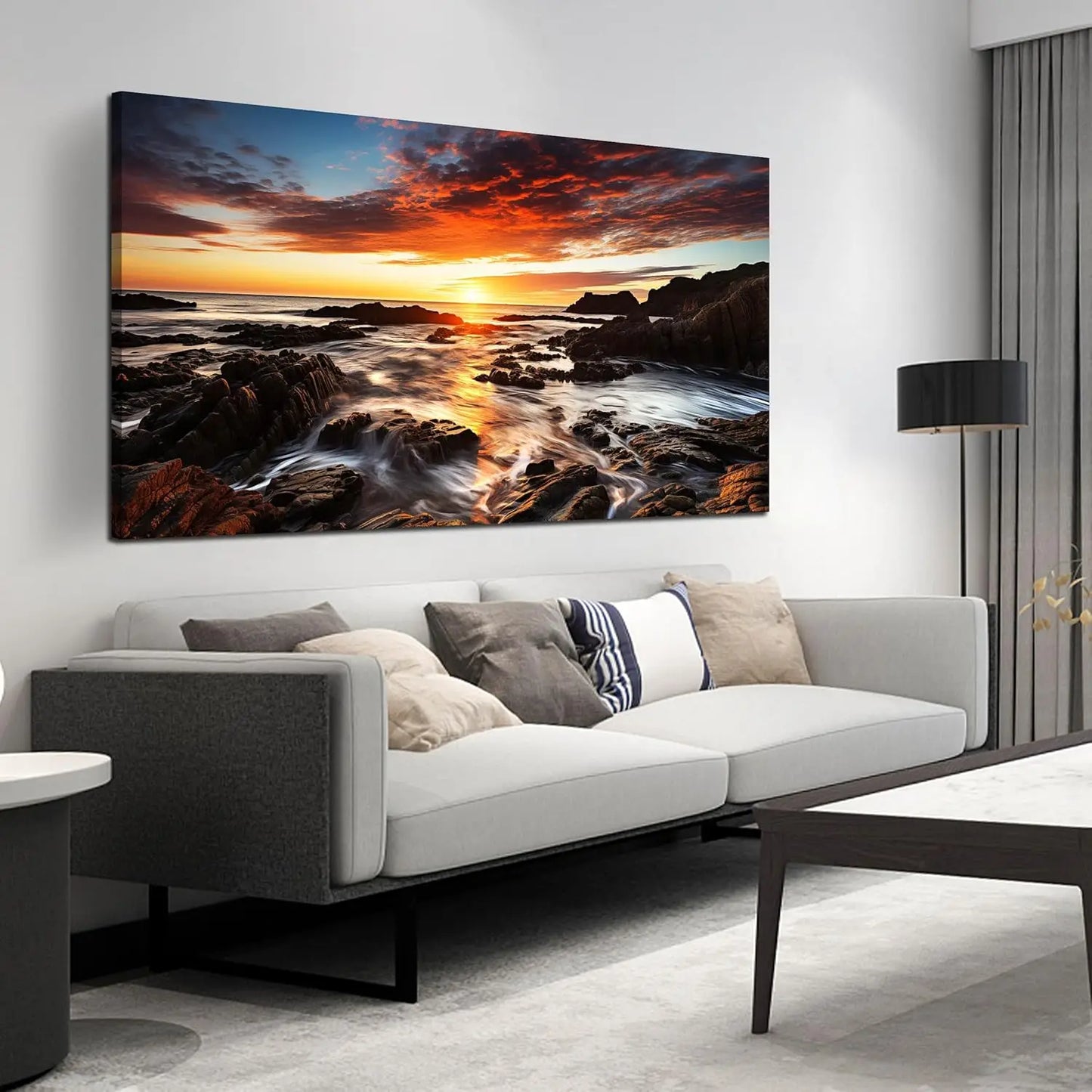 Ocean Sunset Landscape Canvas Wall Art For Living Room