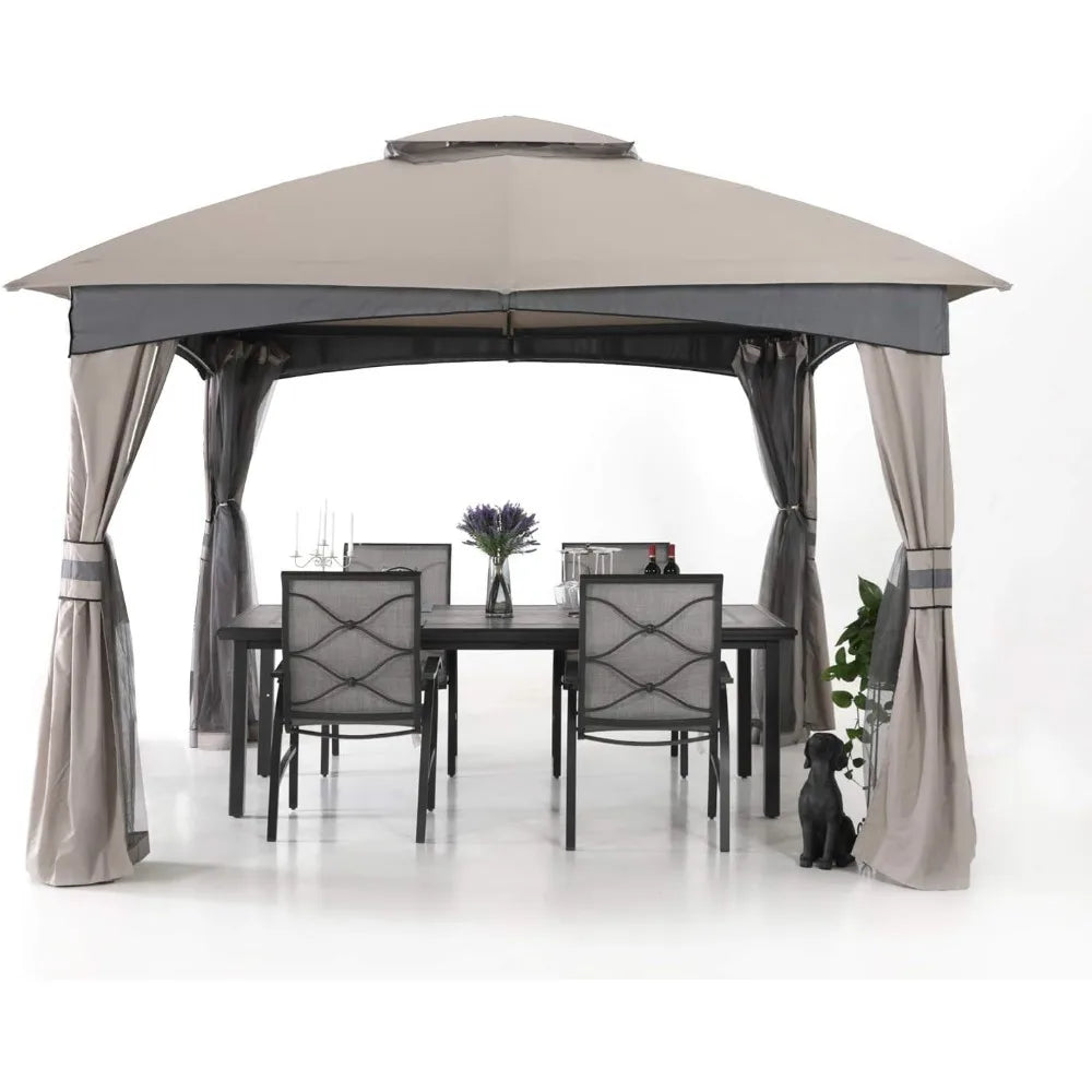 Outdoor Gazebo With Mosquito Netting For Patio And Garden