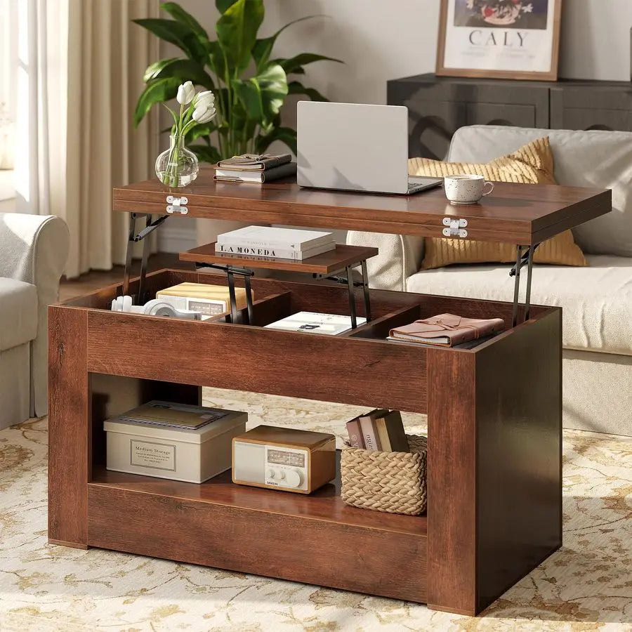 XMSJ 4-In-1 Lift Top Coffee Table With Ample Storage