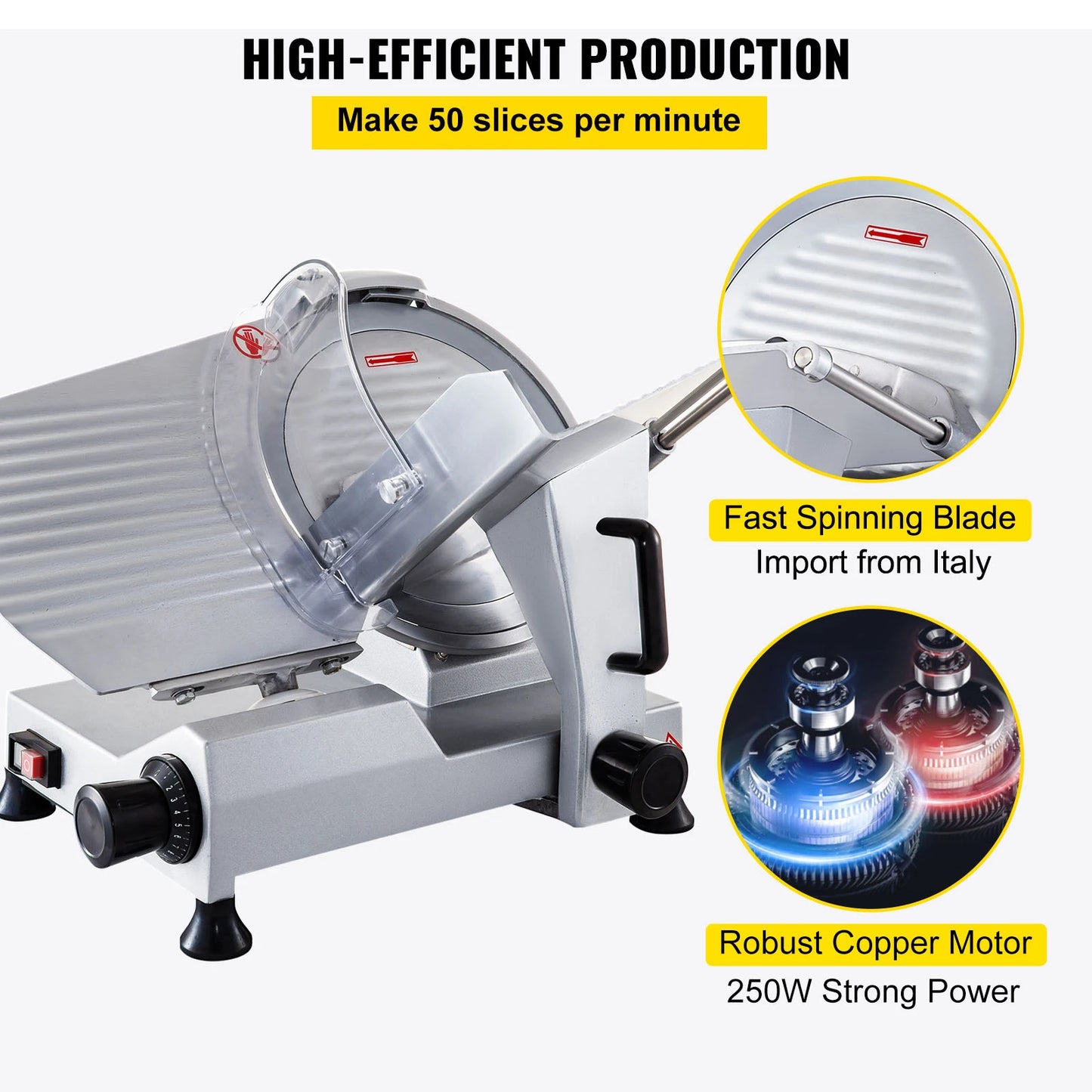 SucceBuy Commercial Meat Slicer 320W Electric Deli Food Slicer 12 inch Carbon Steel Blade Electric Food Slicer for Meat, Cheese