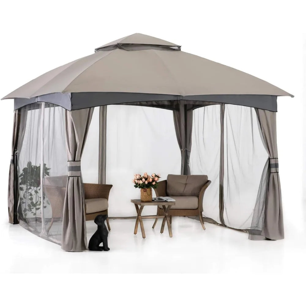 Outdoor Gazebo With Mosquito Netting For Patio And Garden
