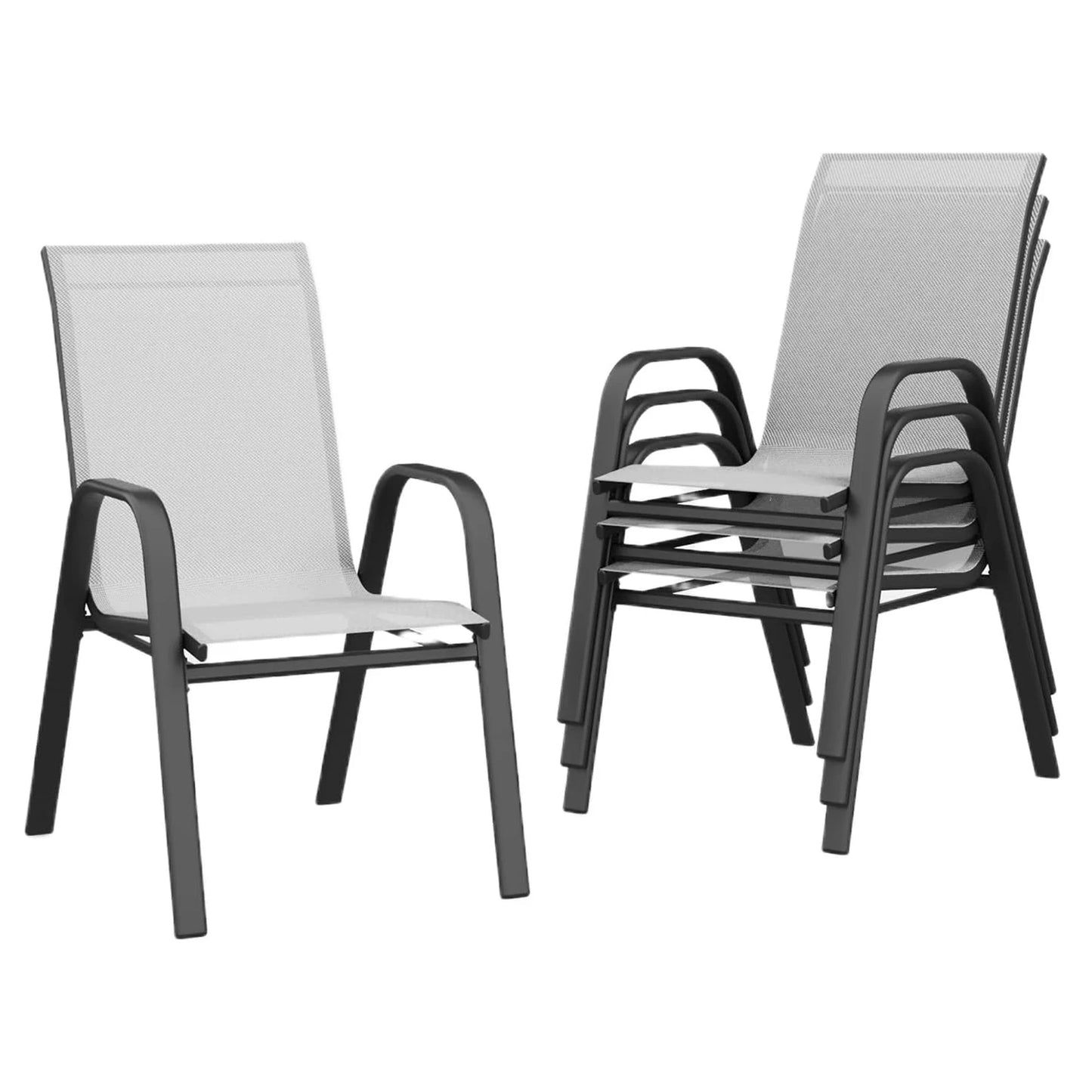 TWISTER.CK 4 Piece Stackable Outdoor Patio Chairs Set Textilene Fabric