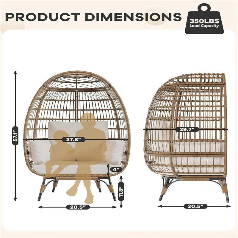 HiMISS Outdoor Wicker Egg Chair with Cushions and Steel Frame