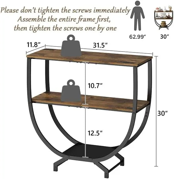 Three Tier Industrial Console Table With Storage
