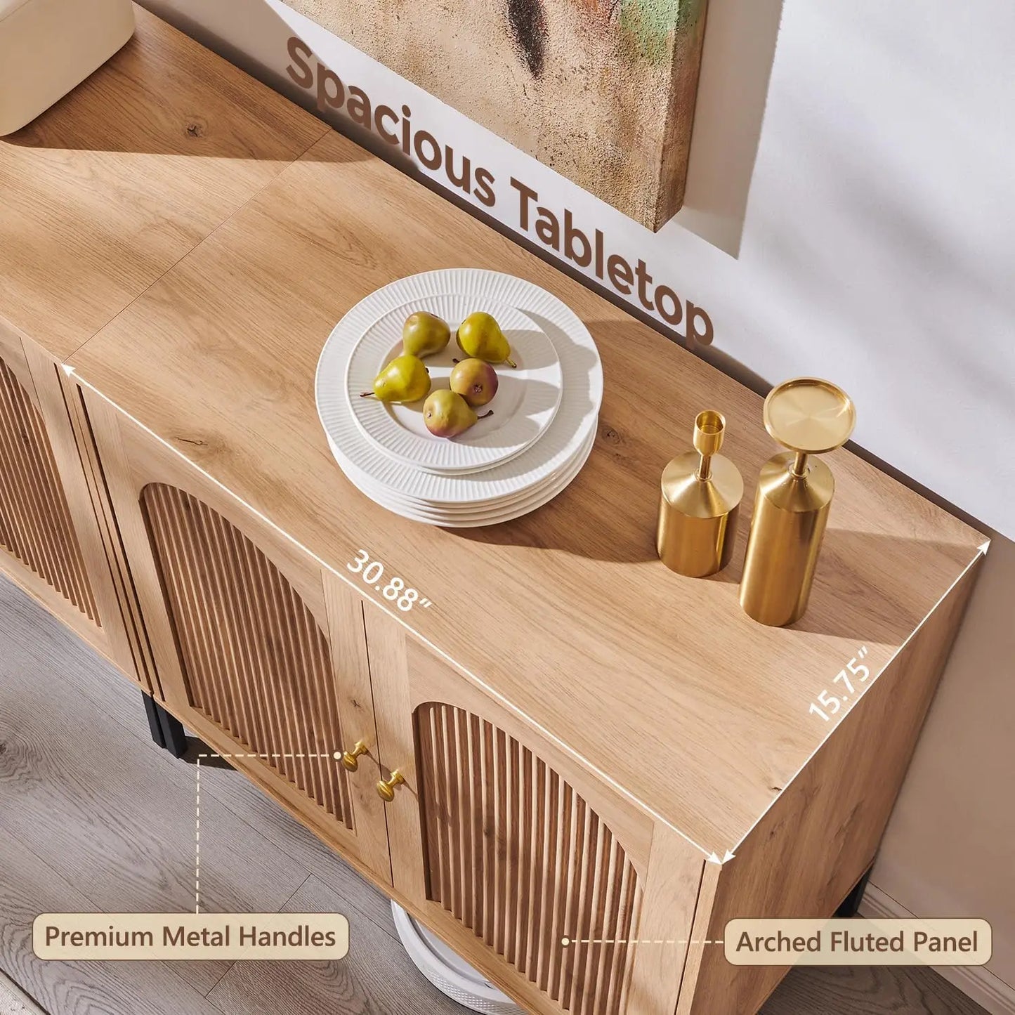 Wood Entertainment Center For TVs With Adjustable Shelves
