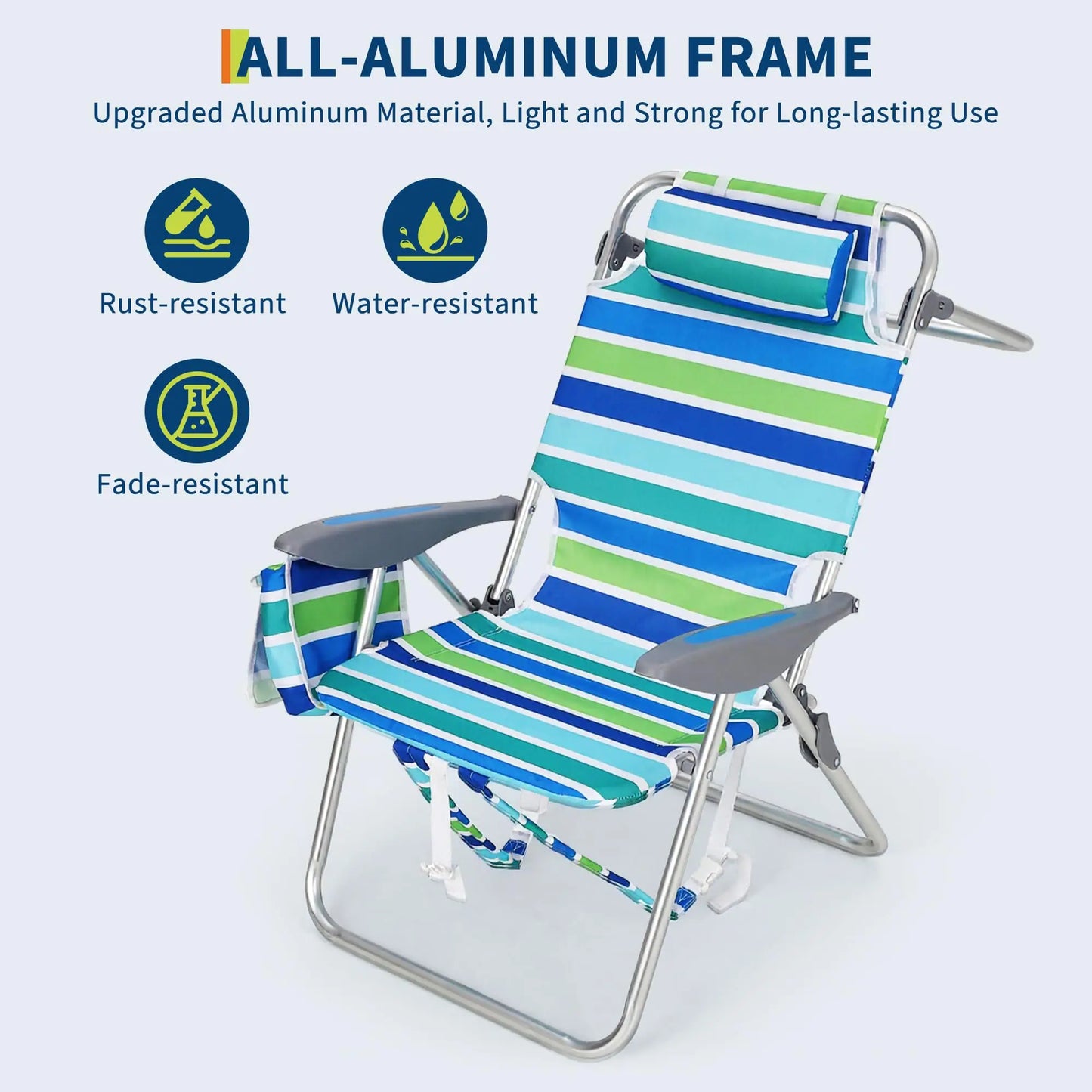 HiMISS 2 Pack Backpack Beach Chair Folding Camping Lounger