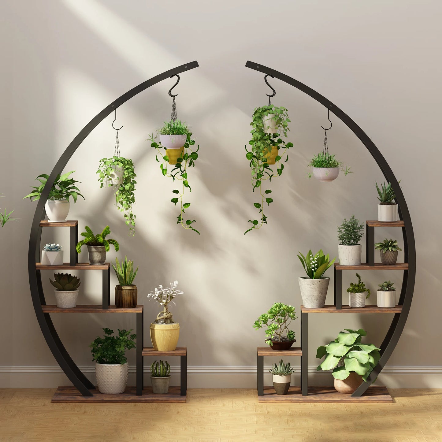 TWISTER.CK 5-Tier Half Moon Plant Stand Indoor Garden Rack 2-Pack