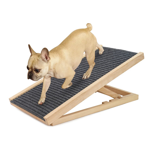 TWISTER.CK Dog Ramp Ladder Natural Pine Wood Adjustable