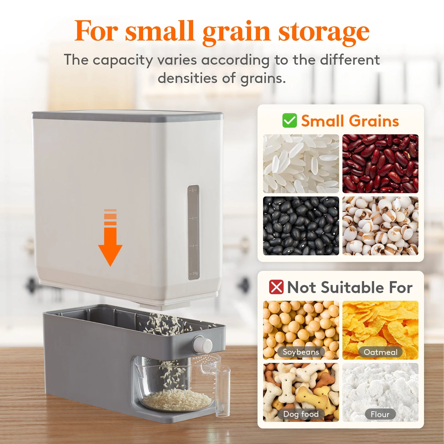 Lifewit Rice Storage Container Sealed Moisture Proof With Measuring Cup